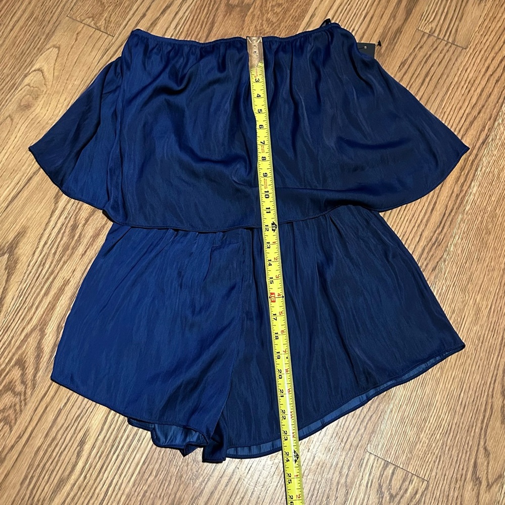 Lulus Catia Navy Blue Satin Strapless Romper‎ - Picture 11 of 11